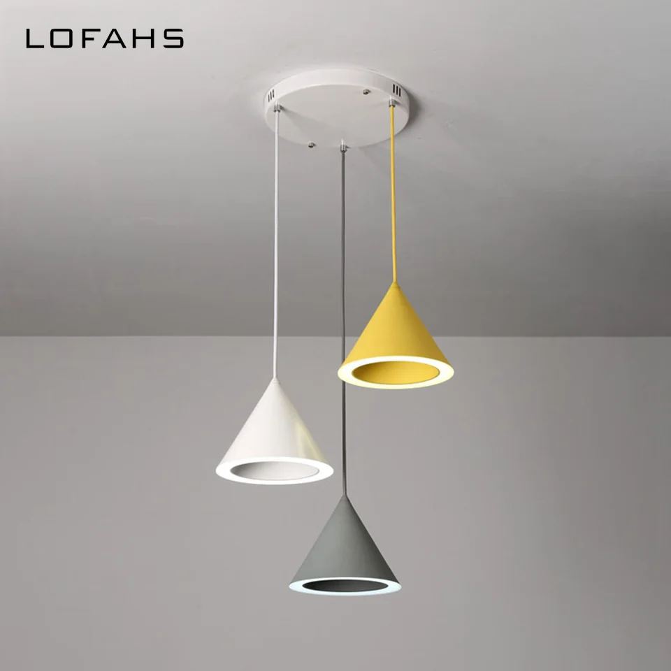 LOFAHS, современный светодиодный подвесной светильник, лампа для ресторана, столовой, 7 цветов, подвесной светильник для дома, гостиной, спальни, 8601