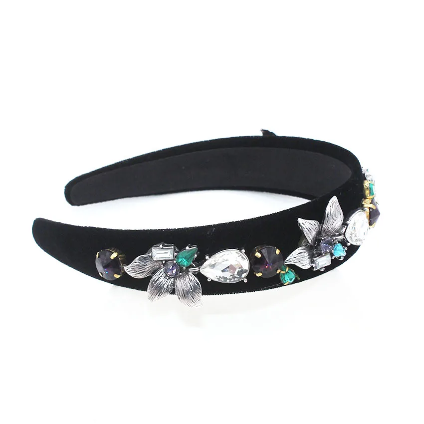 Широкий ободок для волос в стиле барокко винтажная Цветочная Хрустальная корона