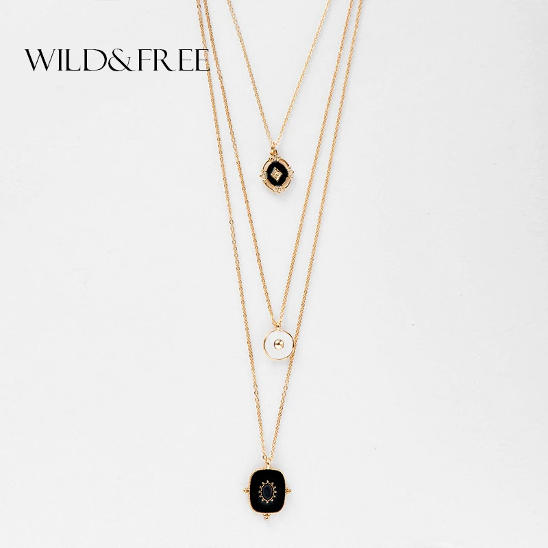 Универсальное многослойное золотое ожерелье и Подвеска для женщин длинная