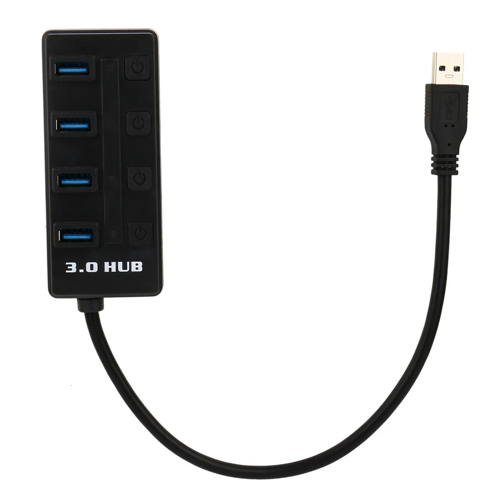 4 порта Plug and play с супер скоростью USB 3,0 концентратор вкл/выкл переключатели адаптер синий светодиодный индикатор питания для портативных ПК