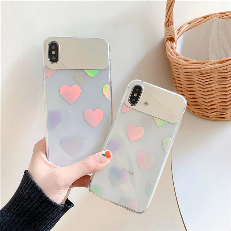 Лазерный любящее сердце Прозрачный чехол для телефона iphone XS Max X XR 8 7 Plus мягкий IMD