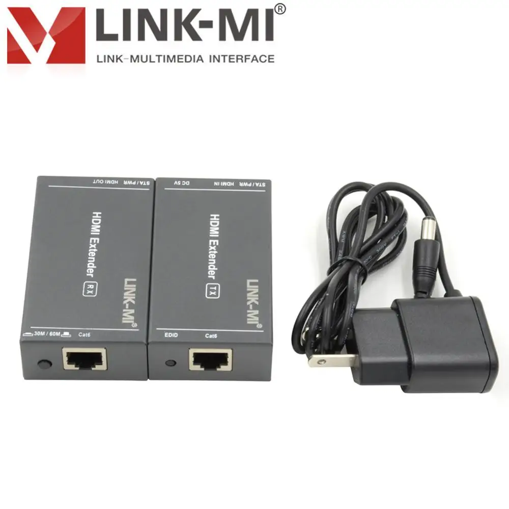 LINK MI 60m HDMI UTP Удлинитель передатчик приемник Full HD 1080P 3D видео 60M с ИК по POE|video