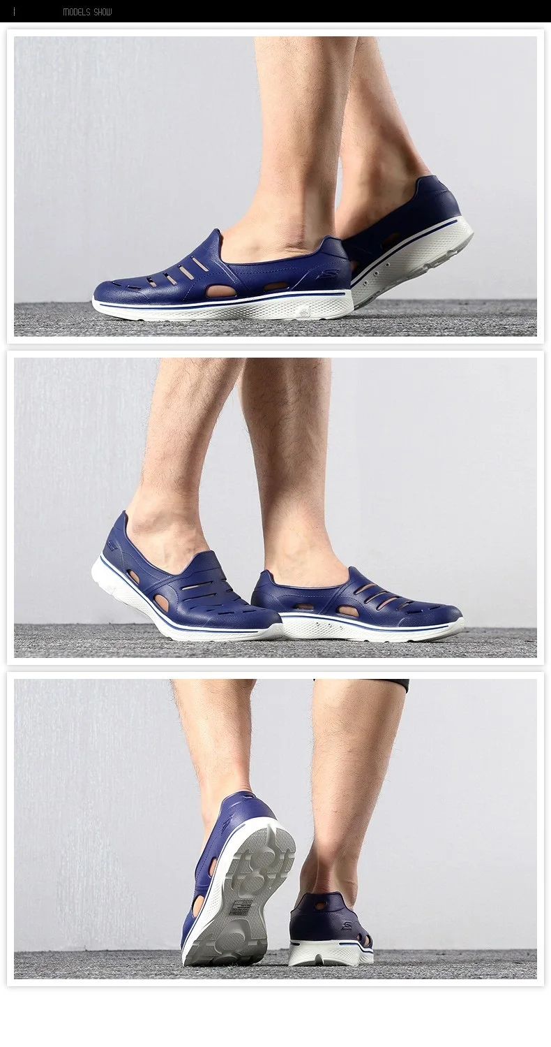 Skechers/мужские сандалии; коллекция года; Новое поступление; туфли на плоской подошве; Повседневные Дышащие мужские сандалии; закрытый светильник; водонепроницаемые тапочки для мужчин; 54271-BLK