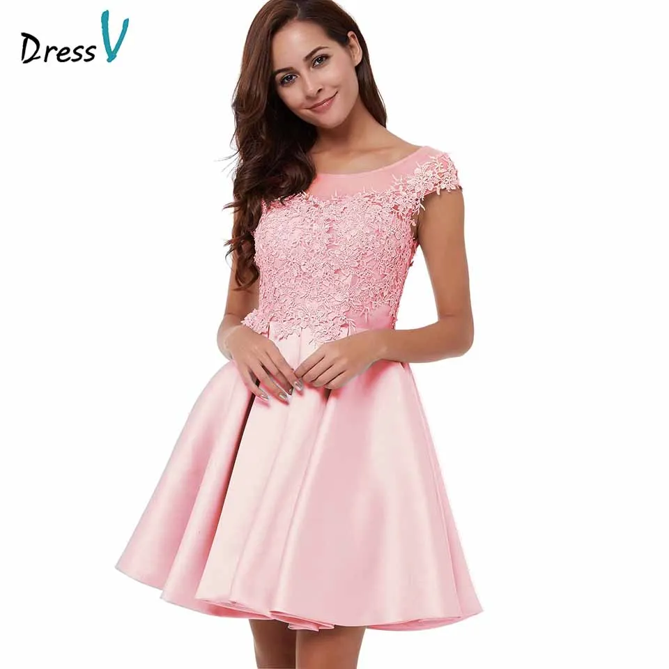 

Dressv homecoming dress cheap peach a line mini appliques cocktail party dress above knee cheap gray short lace homecoming dress