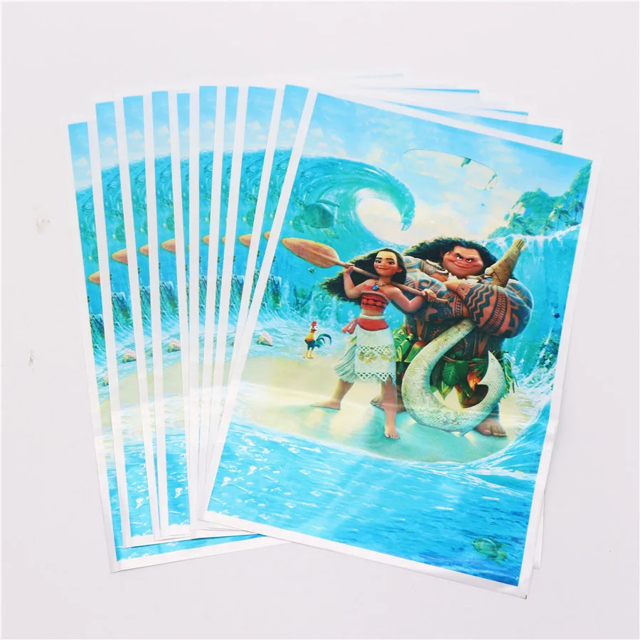 Moana 20 шт./лот вечерние подарочные сумки с розовой тематикой в виде единорога, вечерние пластиковые сумки для конфет, праздничные вечерние сумки для детей - Цвет: Moana