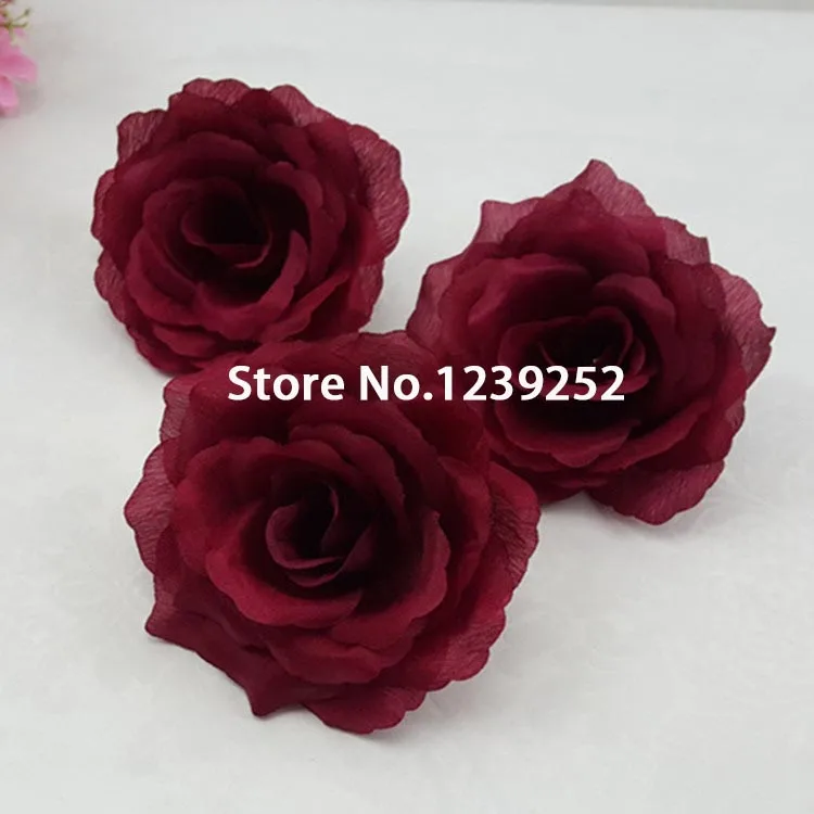 

NEW 50PCS 10cm Big Artificial Rose Silk Flower Heads for DIY Wedding Flower Decoration heads Party Christmas Decorative Flowers