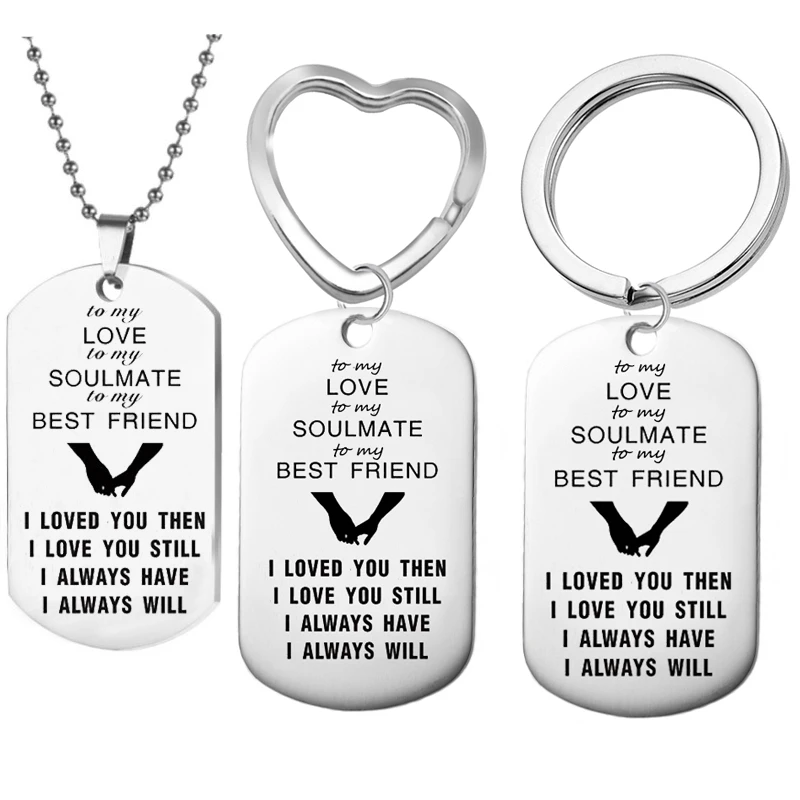 

To My Love Stainless Steel Pendant Dog Tag For Keychain Necklaces Couple Love Forever Valentine's Day Gift
