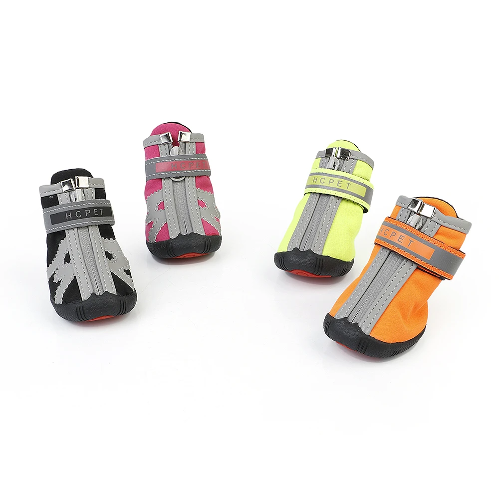 

4Pcs/set Reflective Pet Dog Shoes Outdoor Waterproof Rain Shoes Boots Socks Small Dogs Wear resistant Anti-slip Footwear Zipper