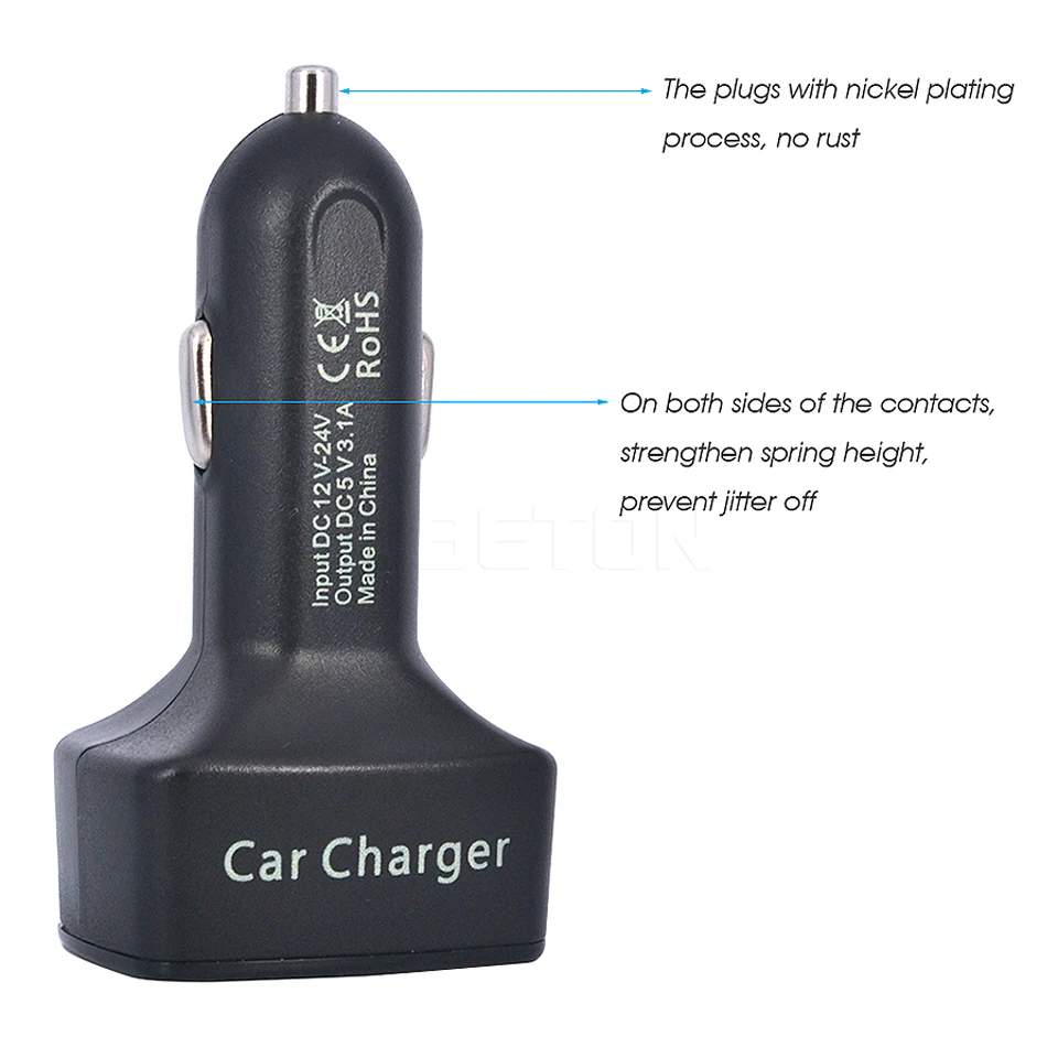 VIKEFON автомобильное зарядное устройство 4 в 1 Автомобильное Usb зарядное устройство 3.1A быстрое зарядное устройство для телефона тестер напряжения/температуры/тока цифровой светодиодный дисплей