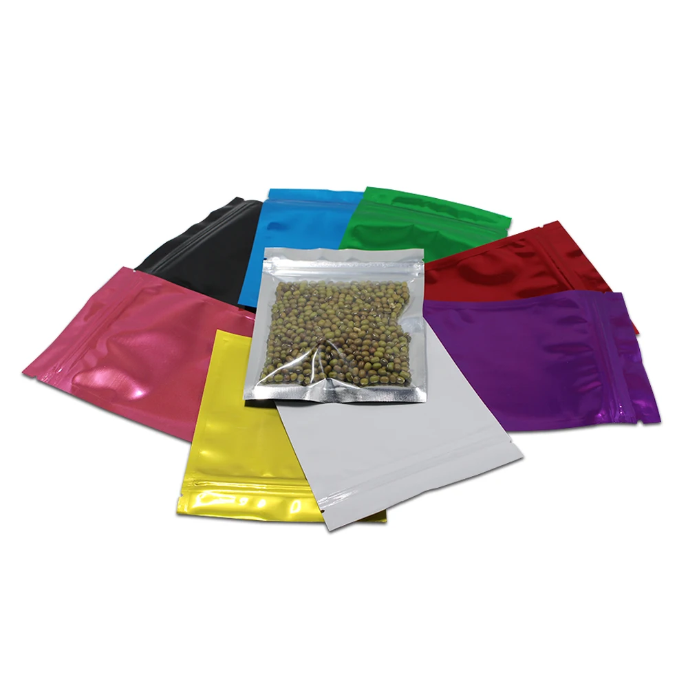 

10.2*12.7cm (4x5inch) 100Pcs/lot Clear Colorful Aluminum Foil Zipper Packing Bag Mylar Self Seal Beans Zip Lock Package Pouch