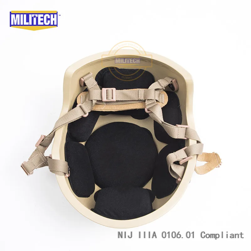 

MILITECH DE TAN High Cut H Nape Liner NIJ Level IIIA 3A Aramid Ballistic Bulletproof Bullet Proof Helmet With 5 Years Warranty