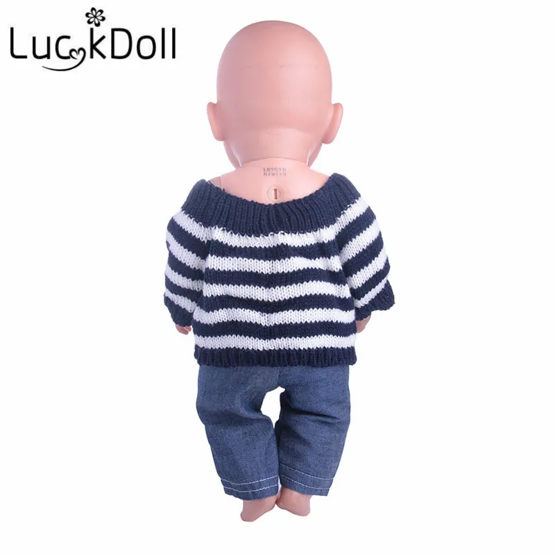 Свитер и джинсы LUCKDOLL в полоску для куклы 43 см или 18 дюймов | Игрушки хобби
