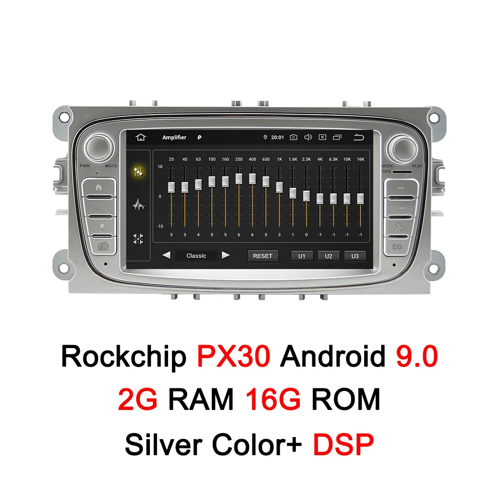 PX30 DSP Silver AUTOTOP DSP 2 Din Android 9,0 автомобильный DVD gps плеер для Ford/Focus/Mondeo/S-MAX/C-MAX/Galaxy/Kuga мультимедиа Автомагнитола - Цвет: PX30 DSP Silver