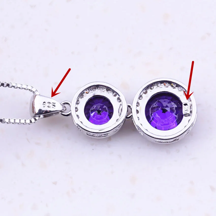 Charming Purple Crystal Cubic Zircon 925 Sterling Silver Jewelry Sets For Women Party Fashion Free Gift Box J0019 | Украшения и