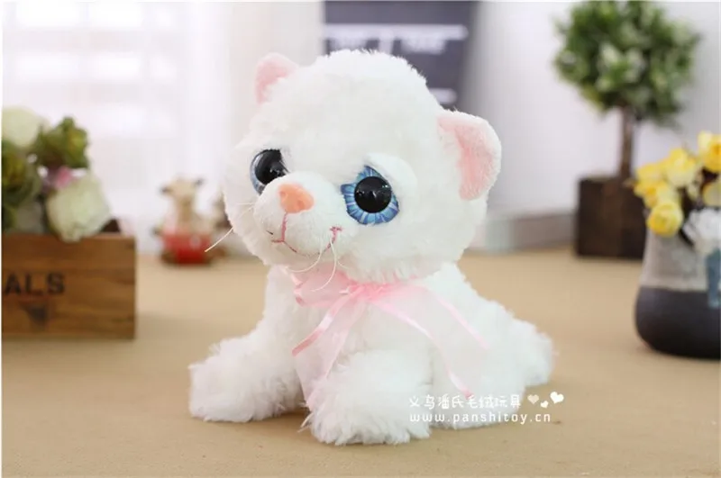 Симпатичные 18 см с бантом и принтом в виде больших кошачьих глаз плюшевая игрушка