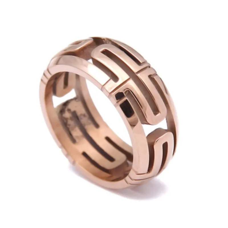 cool European and American fashion hollow back word ring titanium steel rose gold men women couple jewelry | Украшения и