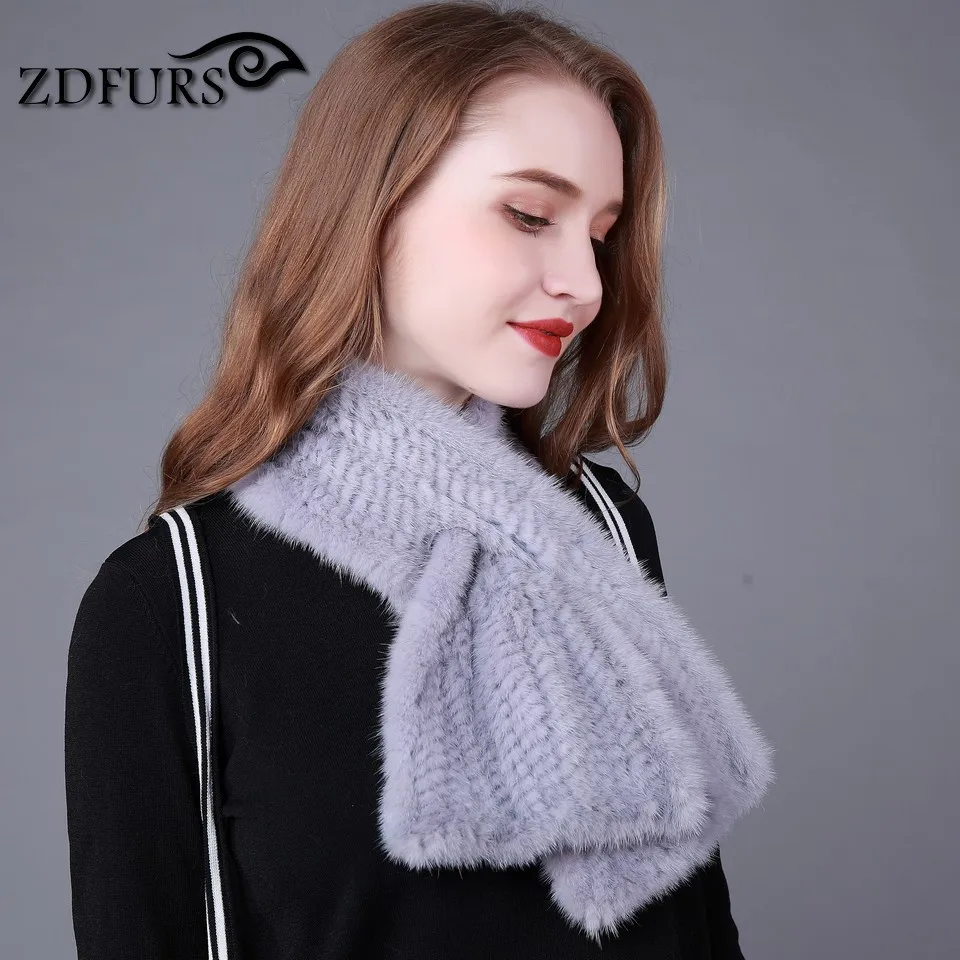 ZDFURS* Горячая Распродажа, настоящий вязаный норковый шарф, натуральный норковый мех, кольцо для женщин, Мода, новые зимние меховые шарфы, шаль