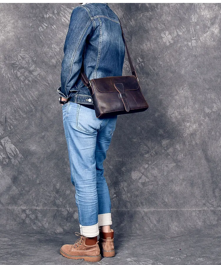 Genuine Leather Vintage Mens Bags Tote Crossbody Men's Laptop Messenger Flap Bag shoulder bag |