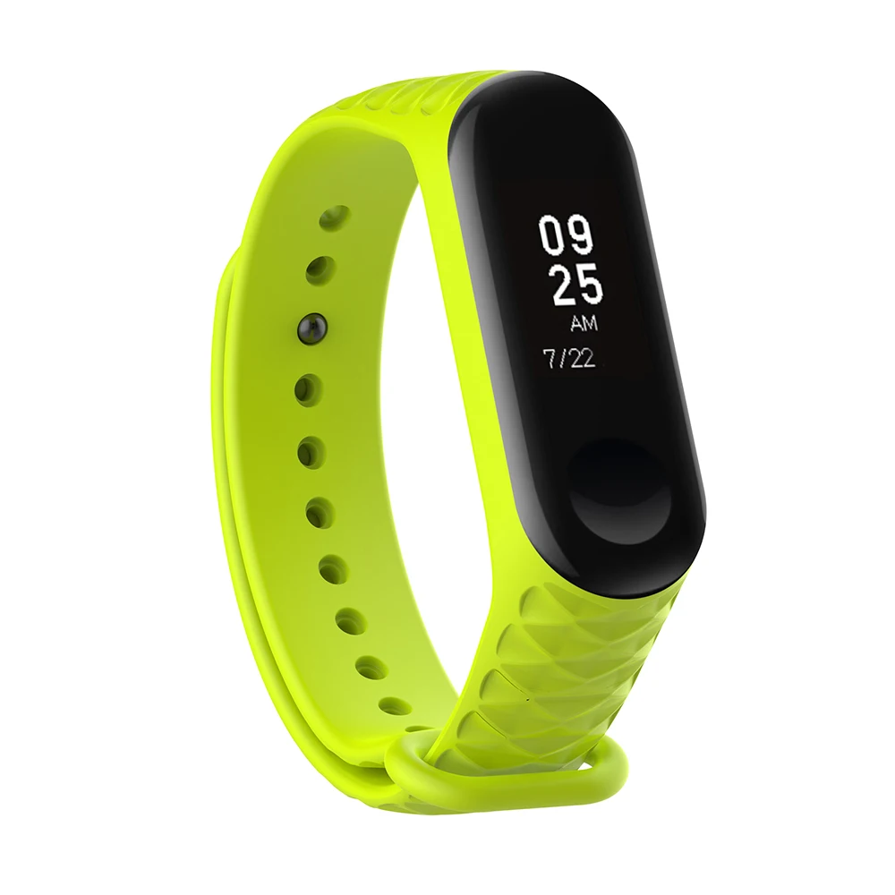 Lime color Сменный ремешок для Xiao-Mi Band 3/4 Универсальный ТПУ ромбические ремешки на запястье 13 цветов - Цвет: Lime color