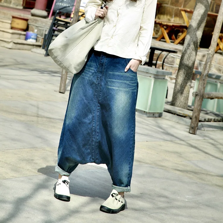 Весенние новые дизайнерские женские шаровары большого размера джинсовые штаны