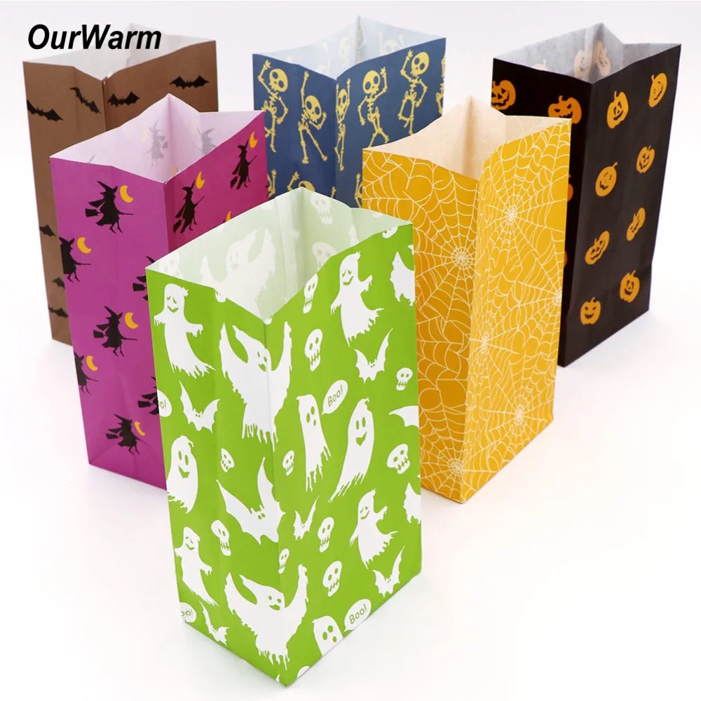 OurWarm 12 шт Хэллоуин Вечеринка сумка 22*12*8 см бумажный пакет для конфет пользу