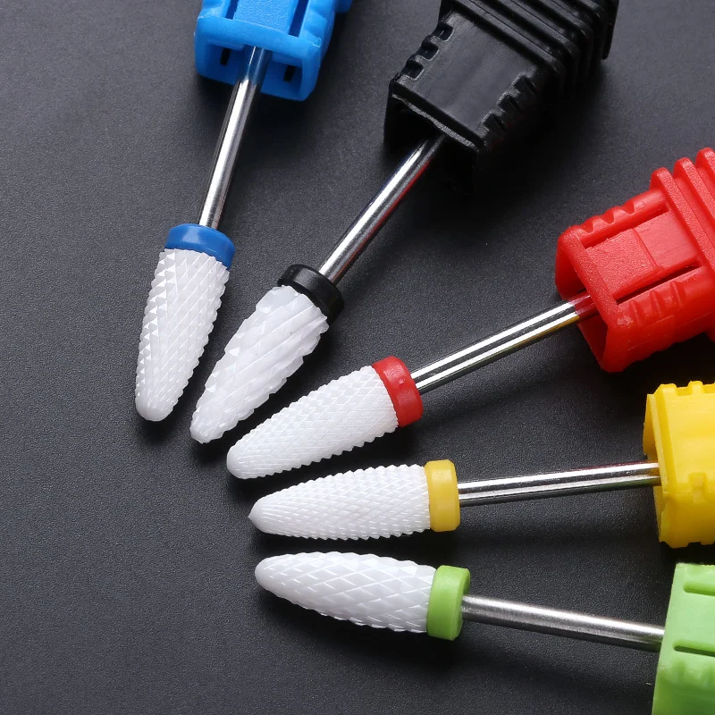 Blueness 5 Type 3/32 &quot Ceramic Grind Head Nail Drill Bits Manicure Machine Accessories Rotary Electric Cutter Art Tools | Красота и