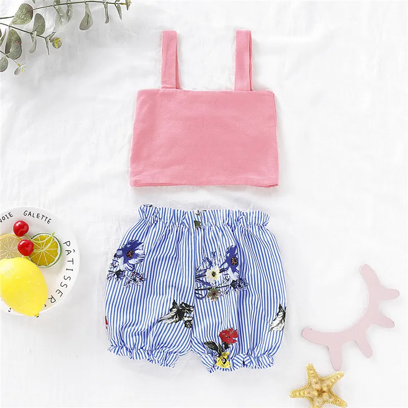 Милая летняя одежда для маленьких девочек короткие топы в полоску с бантом на