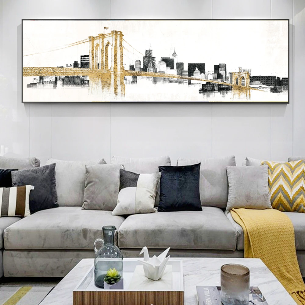 

Vintage Bridge Wall Art Modern City Landscape Canvas Print Paintings Posters Cuadros Pictures For Living Room