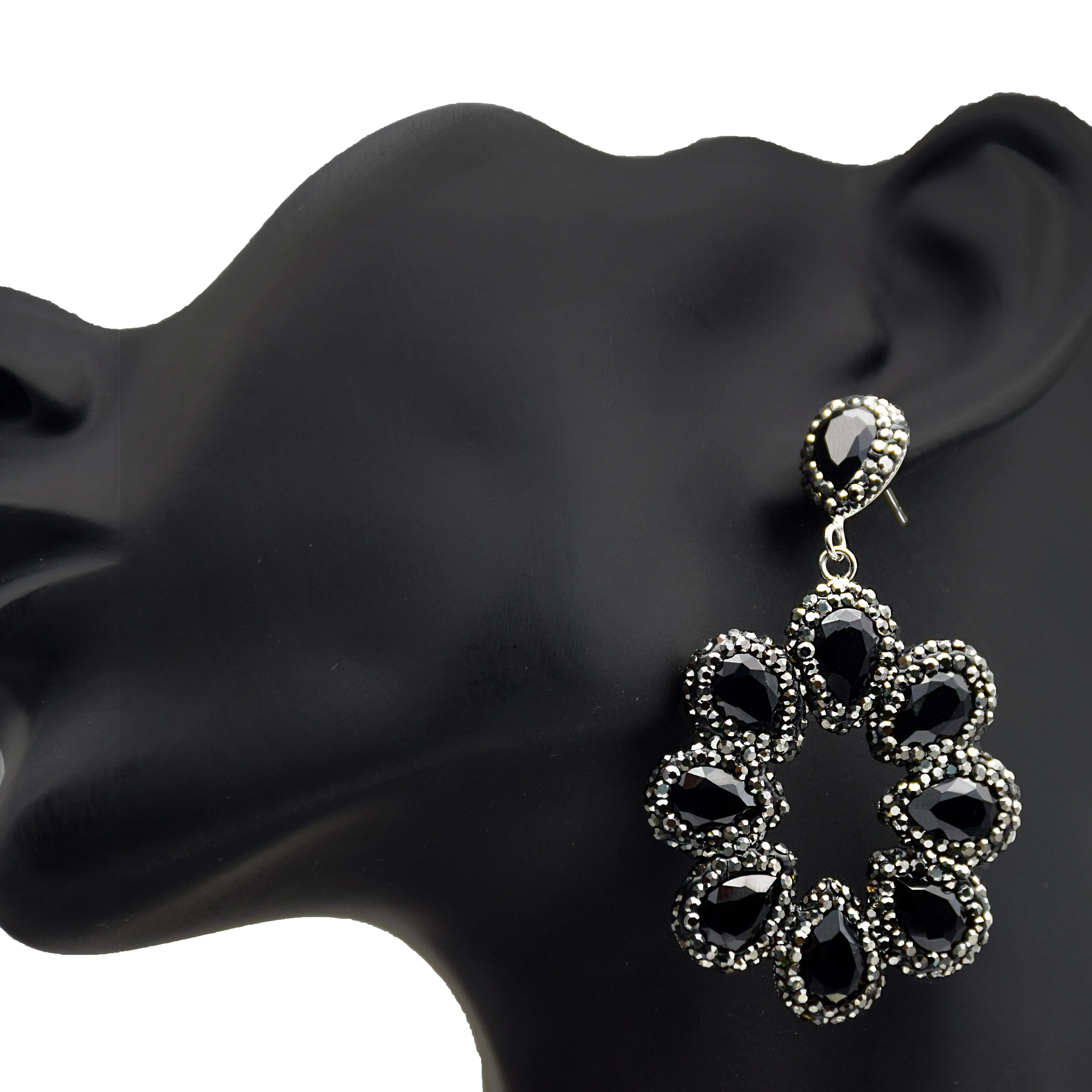 Женские длинные серьги boho hyperbole черные Винтажные капельки с камнями