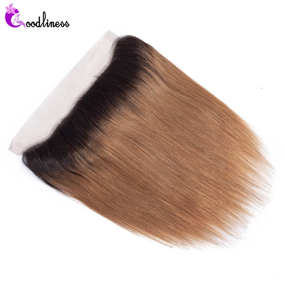 1b/30 Омбре фронтальный предварительно выщипанный отбеленные узлы 13x4 уха до