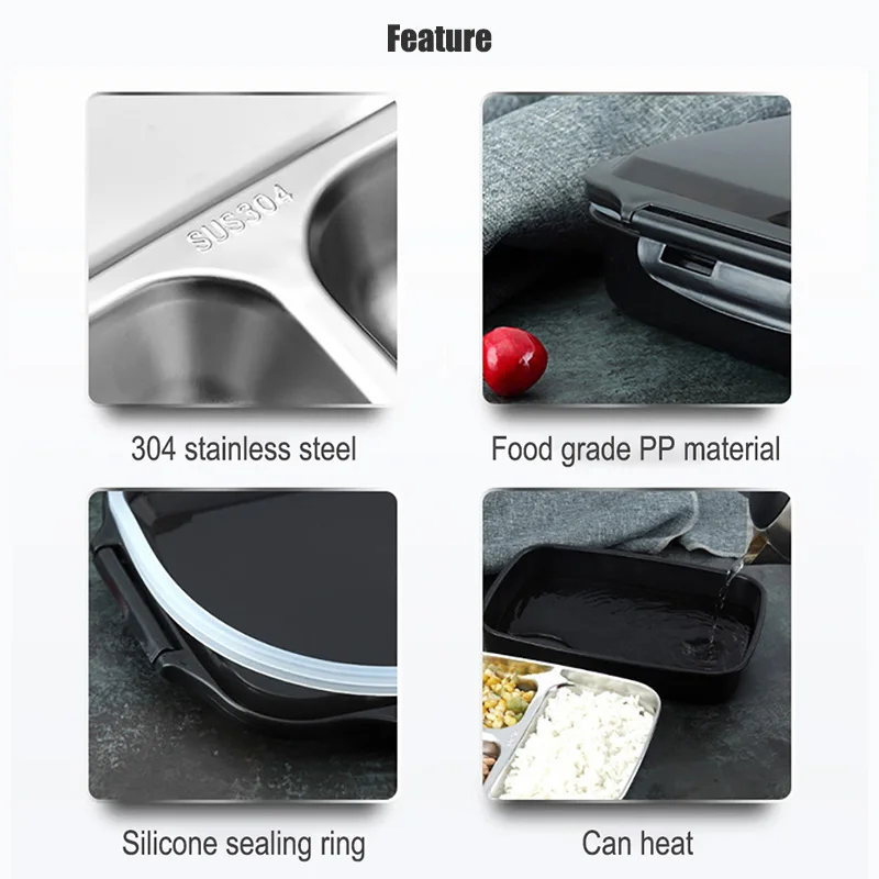 GUNOT Portable Lunch Box Stainless Steel Bento Leakproof Food Container With Compartments Microwavable Heated Lunchbox BPA | Дом и сад