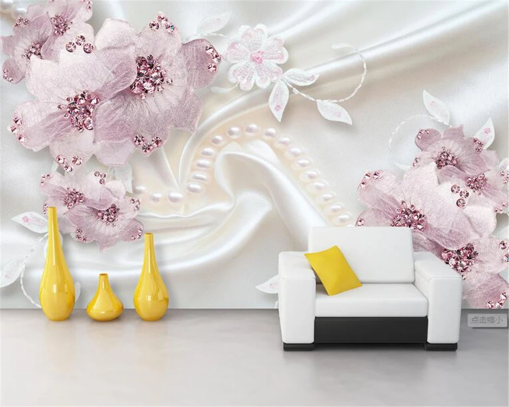 Beibehang Роскошные Алмазные цветы 3d ювелирные изделия фон для телевизора настенные