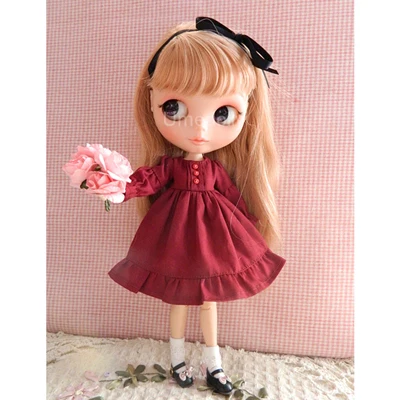 color 1 1 шт. Ретро красное платье винного цвета для Blyth, Licca, Azone 1/6 аксессуары для кукол - Цвет: color 1