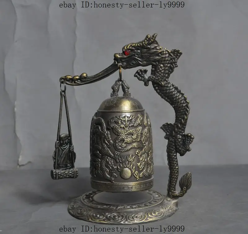 Китай Бронзовый фэншуй счастливый Дракон буддистская лампа Чжун звонок Чун|buddha