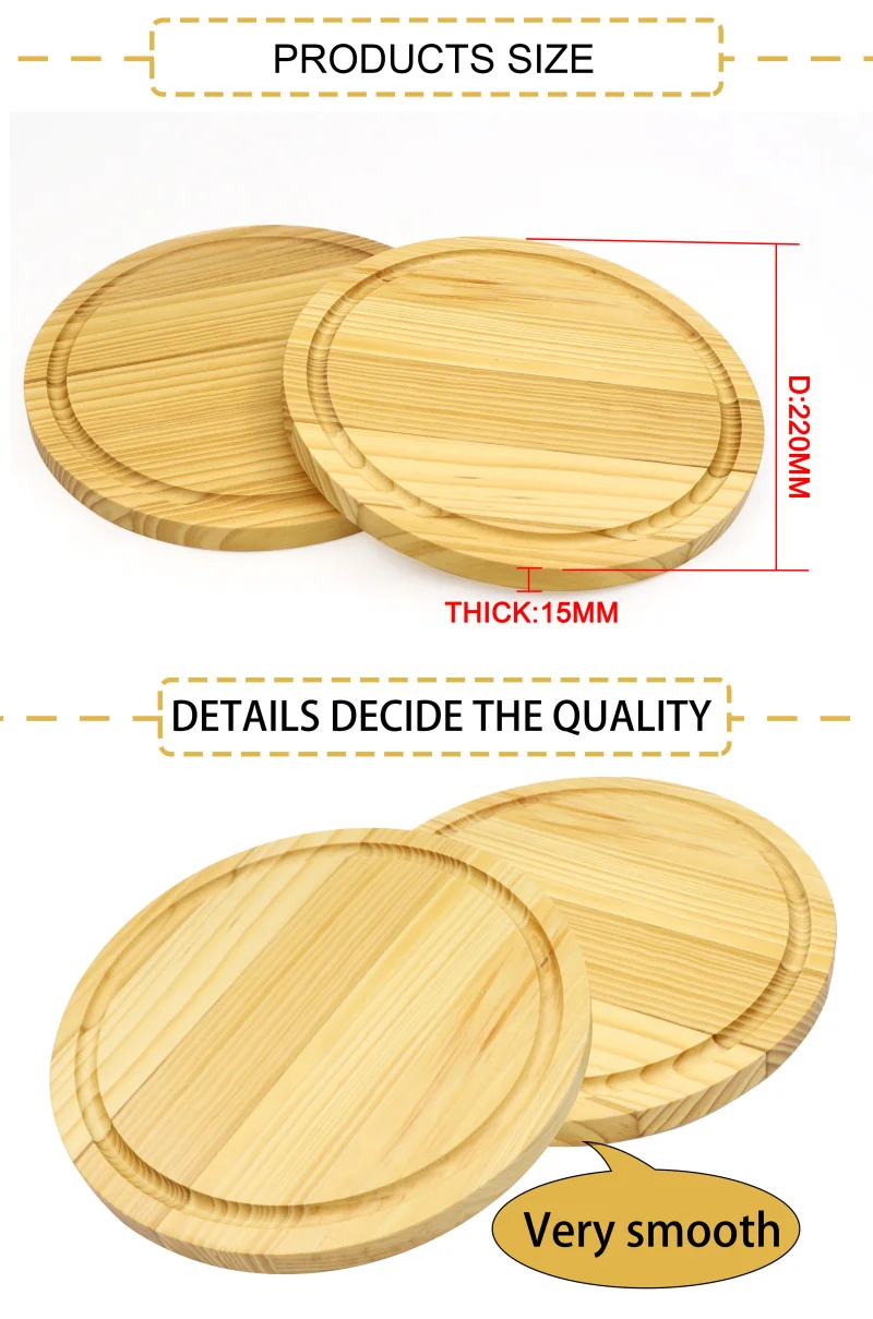 Jaswehome pine wood round cutting board cheese boards solid wood chopping block chopping board with juice groove