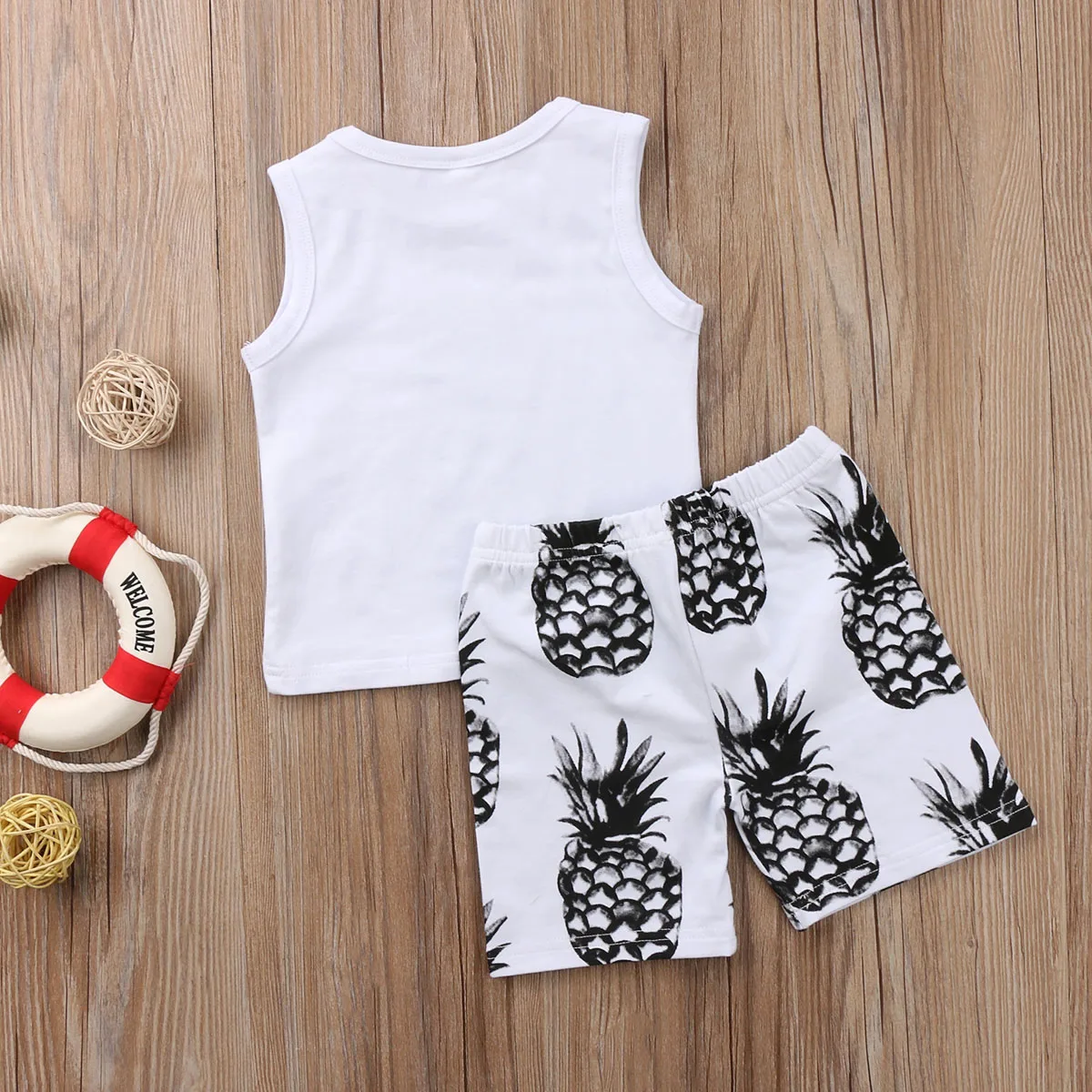 Emmababy Toddler Kids Baby Boy Clothes pineapple Vest Tank Tops T-Shirts+Short Pants 2Pcs Summer Outfits Set |