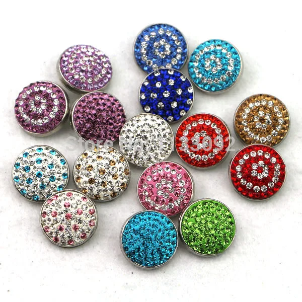 

16pcs/lot Mix 16colors high quality silver 20mm clay rhinestone snap charm button snap metal diy snap jewelry for women