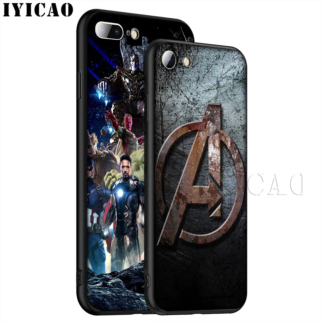 IYICAO Marvel Marvel's The Avengers Soft Silicone Phone Case for iPhone XR X XS 11 Pro Max 6 6S 7 8 Plus 5 5S SE TPU Black Cover |