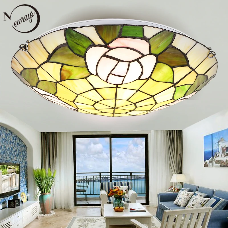 

Vintage Europe glass ceiling lamp LED with 2 lights modern classical ceiling light for parlor lobby bedroom restautant office