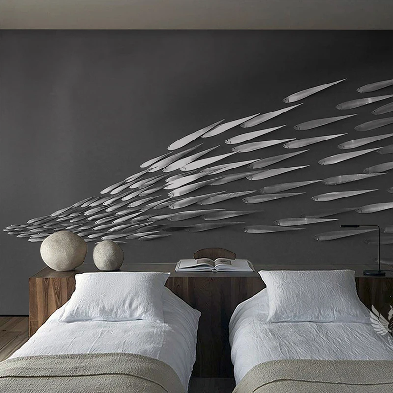 Пользовательский высококачественный черный фон тысяча рыбок осёржер 3D свежие