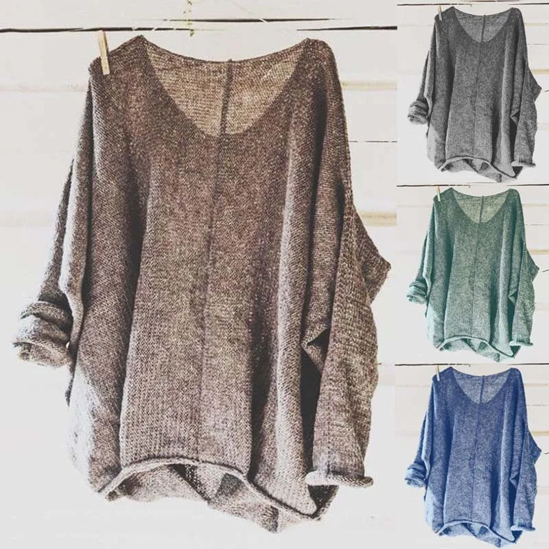 Модные женские длинные рукава свободные свитера 2018 Новая осень Повседневное