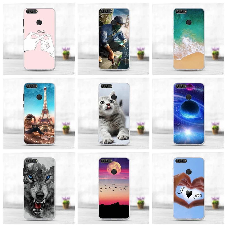 Чехол для huawei P Smart, милый чехол, Enjoy 7 S, силиконовый мягкий ТПУ чехол для телефона, чехол для huawei P Smart FIG-LX1, чехол