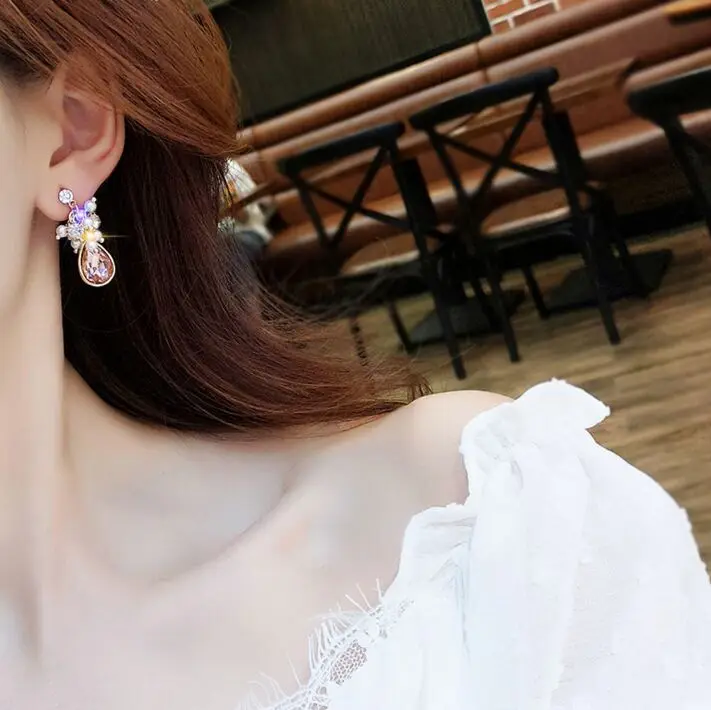 Kakaboom women's crystal pearls tassels Drop Earrings new design delicate cute korean style Noble fashion jewelry | Украшения и