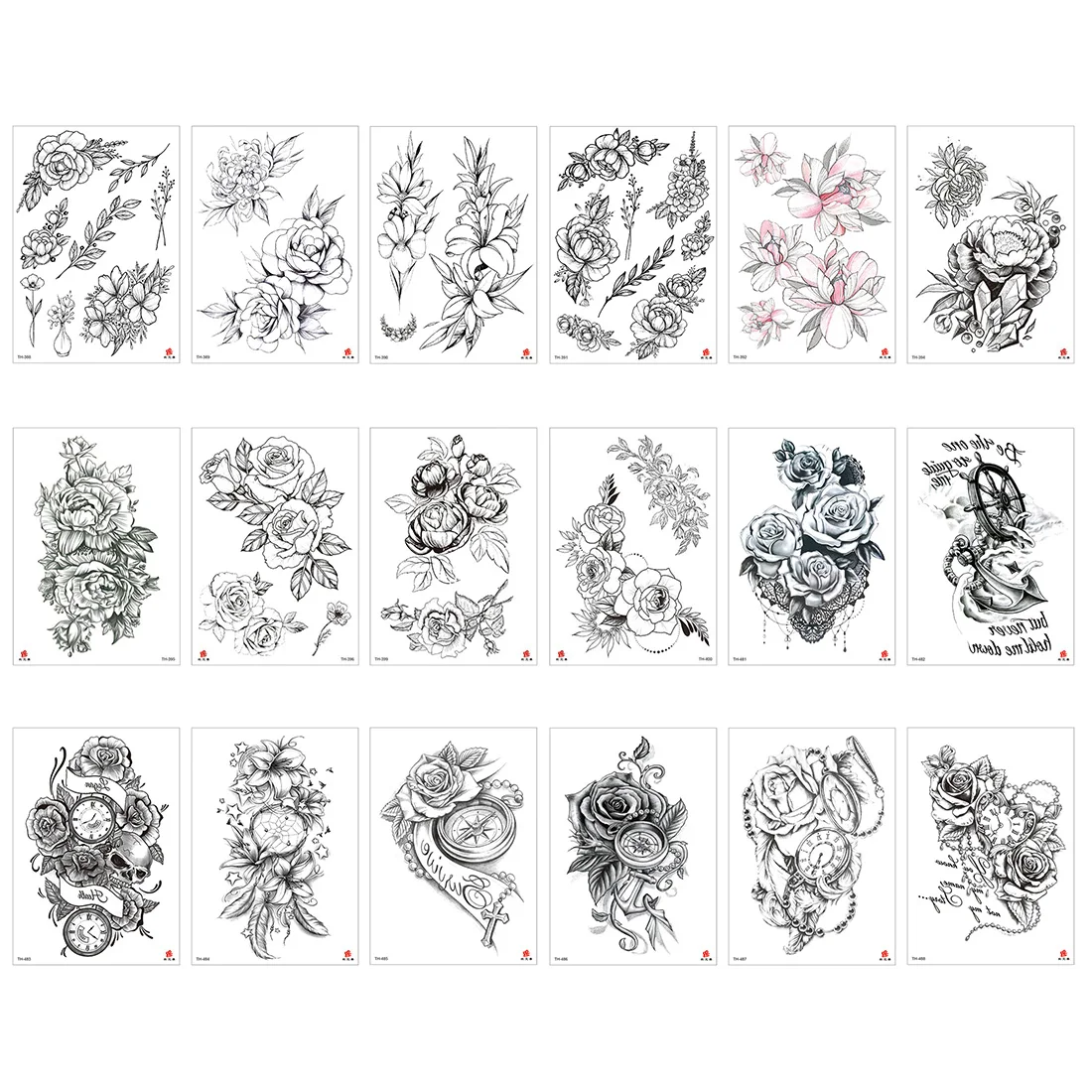 1 шт. черные татуировки для боди арта ноги девушка поддельный эскиз цветок пион