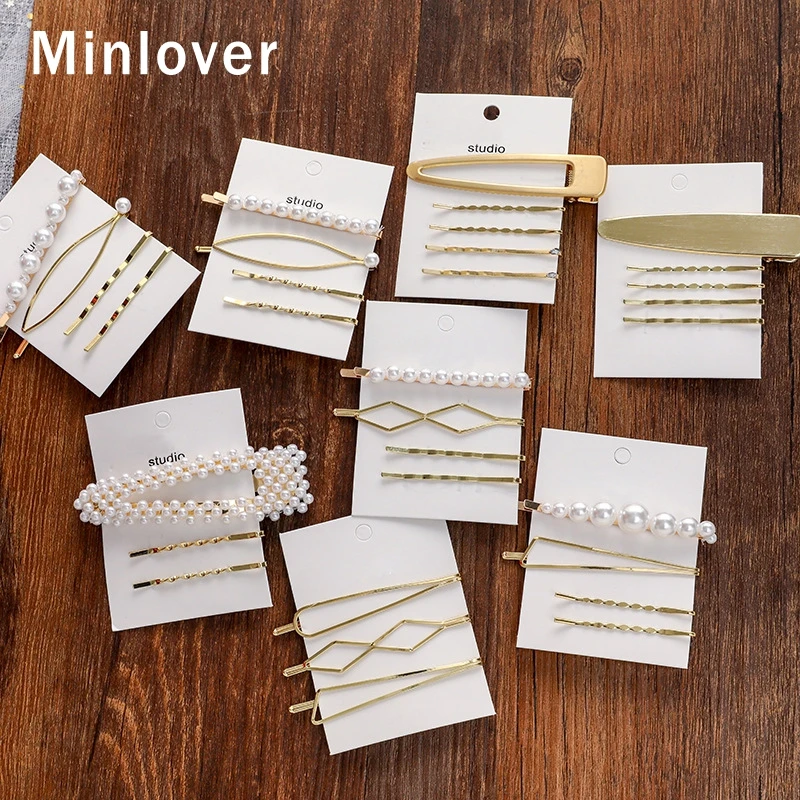 Minlover 3 шт./лот полые геометрические аксессуары для волос из жемчуга девушка Бобби