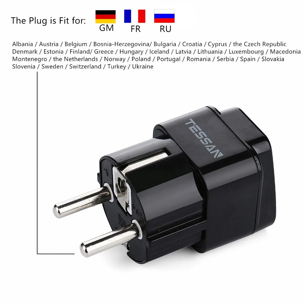 TESSAN универсальная заземленная Европейский путешествия Мощность полосы