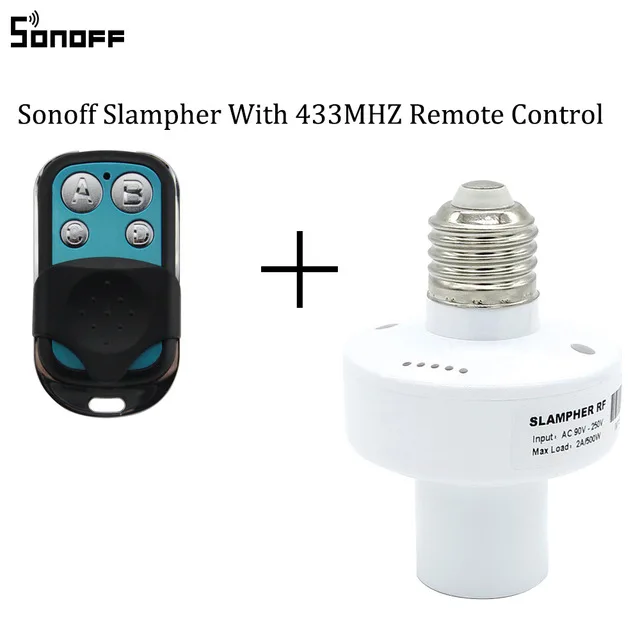 holder and rf Sonoff Slampher E27 WiFi светильник-держатель RF 433 МГц беспроводной Wifi переключатель умный дом для Alexa Google Home приложение дистанционное управление - Комплект: holder and rf