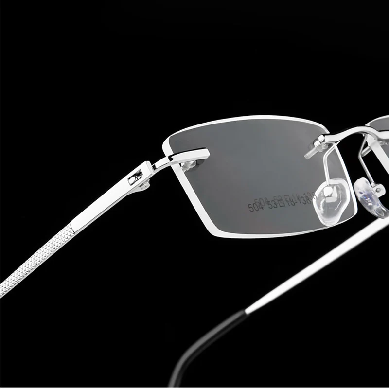 

2018 new titanium frame glasses can be customized prescription glasses Fashion business frameless square glasses