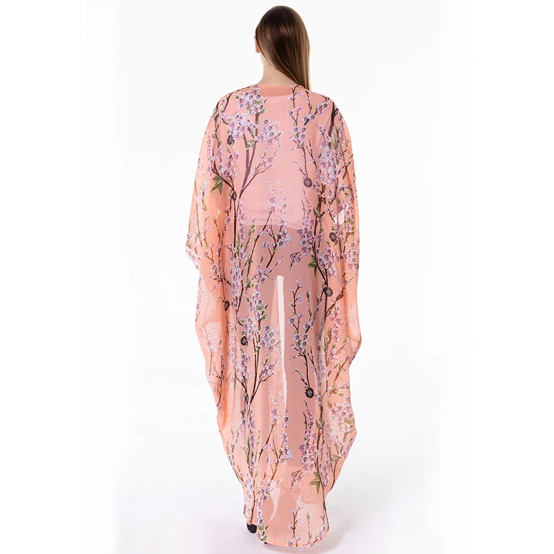 Размера плюс ropa mujer Boho abaya Дубай мусульманский корейский длинный рукав летучая мышь шифон Цветочный кимоно кардиган блузка женская одежда