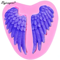 byjunyeor m090 new angel wings uv resin silicone mold fondant chocolate candy lollipop crystal epoxy soft clay bake tools